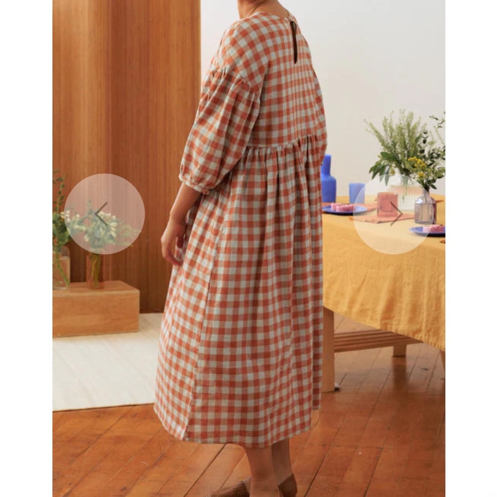 Tradlands NICO BALLOON SLEEVE MIDI DRESS MISTY BLUE GINGHAM